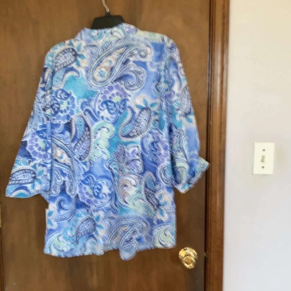 3/$45 Alfred Dunner top abstract floral paisley like print button down shirt 2X - Picture 17 of 17